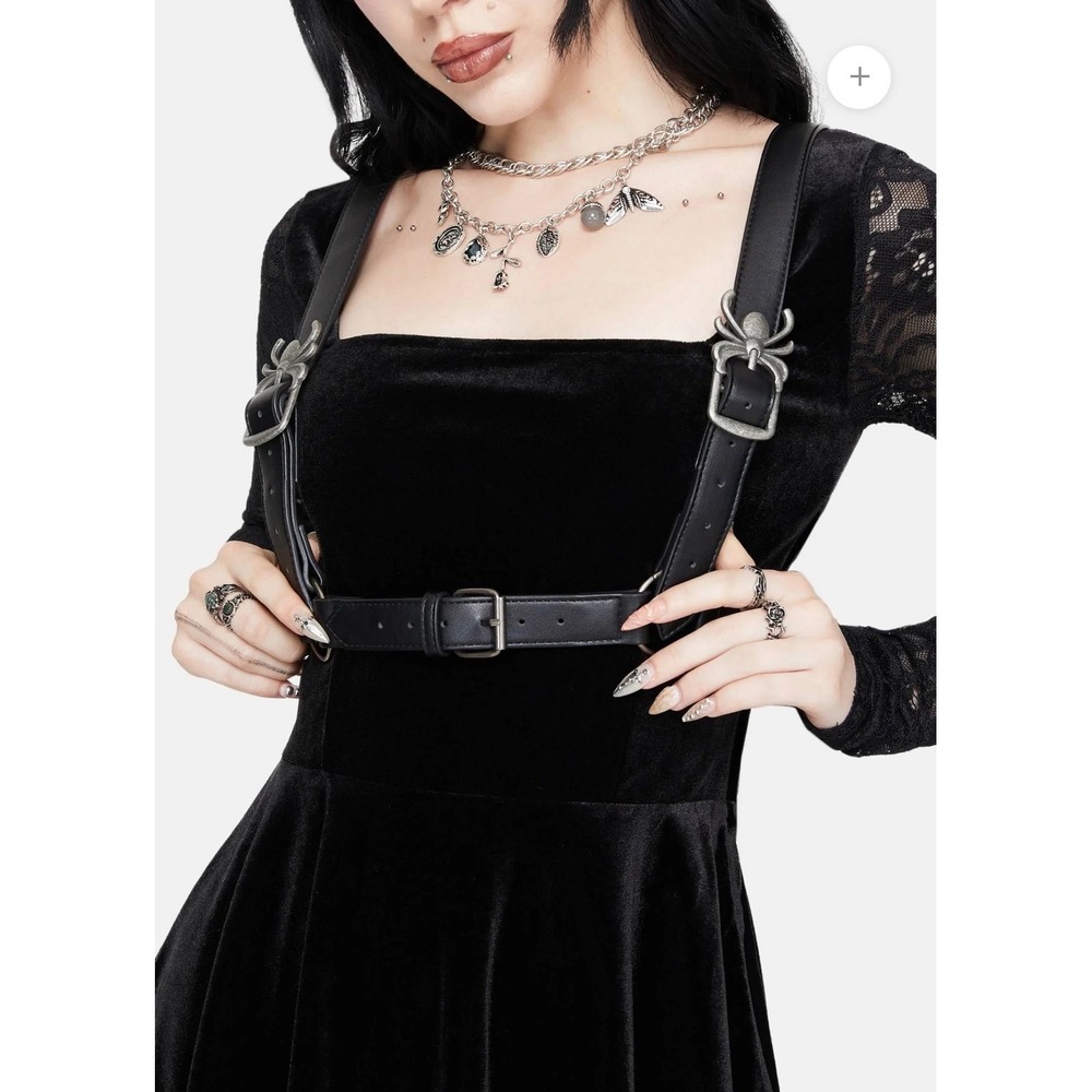 Disturbia Harness Spider Buckle L/XL Faux Leather Black Goth Alt Accessory